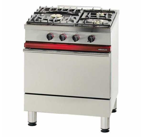 AMBASSADE - Fourneau 3 feux vifs 1 four gaz Gastronorme 1/1