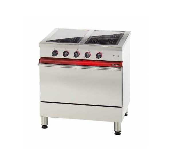 AMBASSADE - Fourneau électrique, 4 foyers radiants sur four électrique 620x400mm