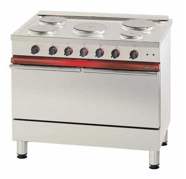 AMBASSADE - Fourneau électrique, 5 plaques électriques sur four électrique 900x450