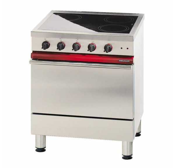 AMBASSADE - Fourneau électrique, 4 foyers radiants sur four électrique gastronorme 1/1