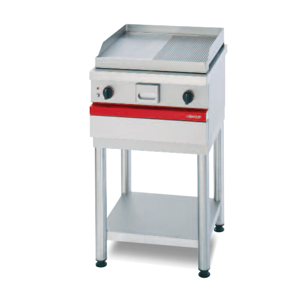 AMBASSADE - Gril gaz acier lisse 1/2 nervuré à poser L.600