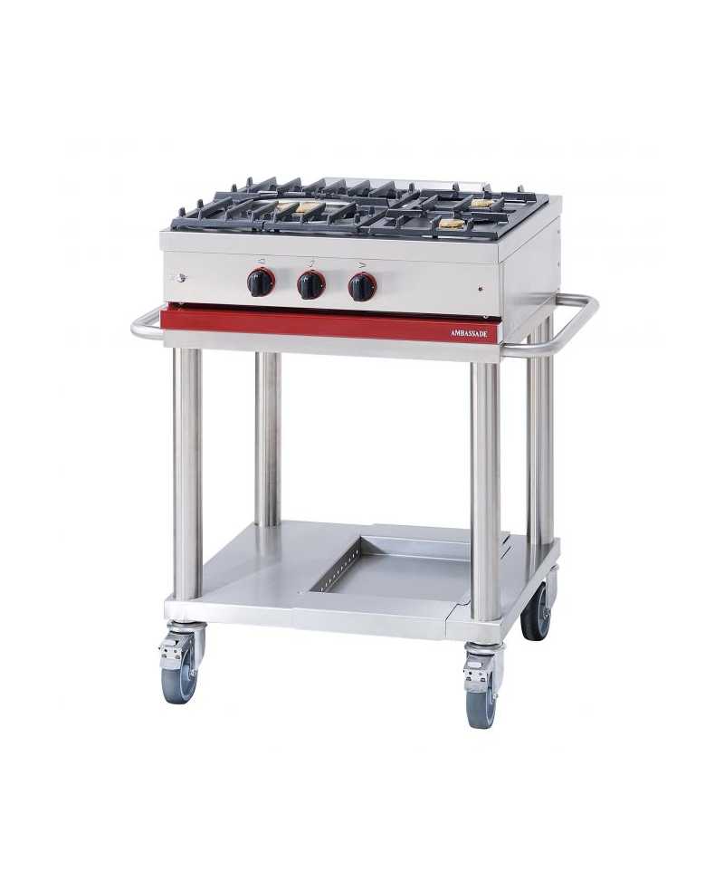 Table de cuisson gaz 3 feux mobile sur roulettes - CTG 730 - Ambassade, Achat / vente table de cuisson Ambassade