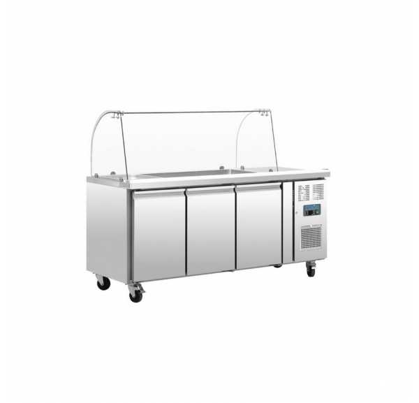 POLAR - Comptoir de préparation GN avec pare-haleine 3 portes