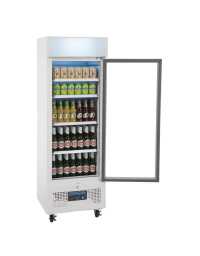 Vitrine Réfrigérée Blanche 1 Porte Vitrée - Pour Boissons, 4 Clayettes, No Frost, Roulettes | L2G - 4