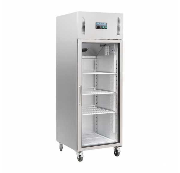 POLAR - Armoire positive ventilée +2+/8°C 1 porte vitrée GN2/1 acier 600 litres - SERIE G