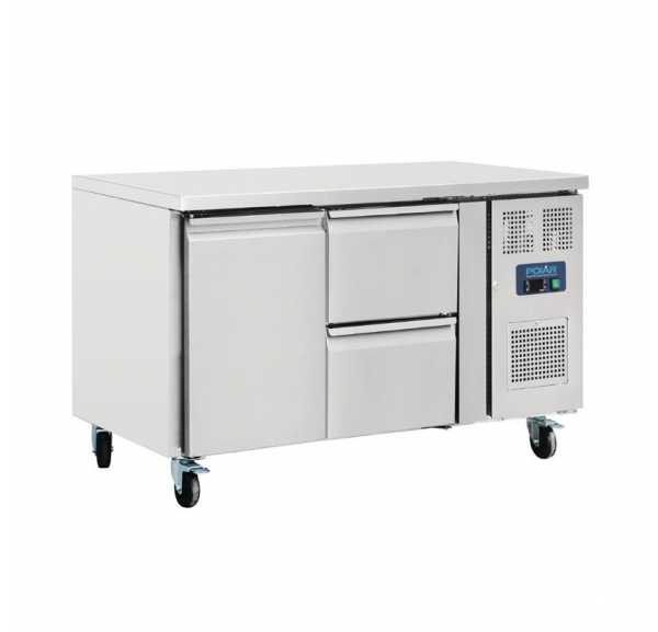 POLAR - Table réfrigérée 1 porte 2 tiroirs 282L sur roulettes