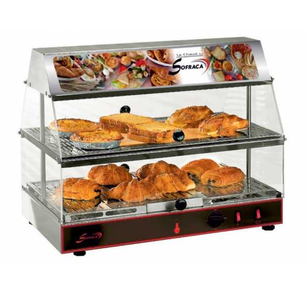 SOFRACA - Vitrine chauffante à poser GN1/1 avec bloc lumineux 2 niveaux