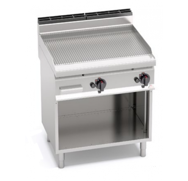 BERTO'S - Plaque à snacker rainurée sur placard ouvert 700 mm G7FR8M-2 - MACROS 700