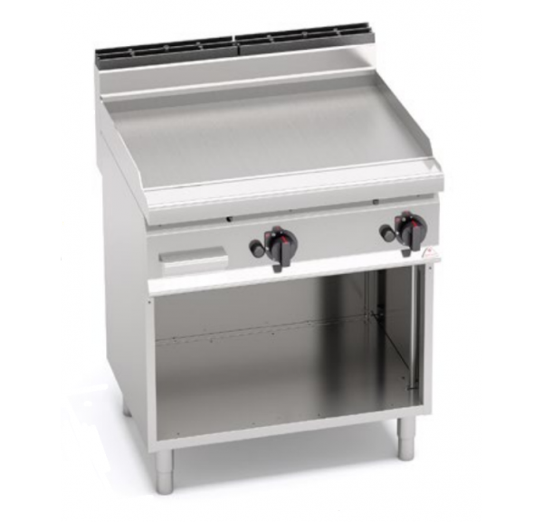 BERTO'S - Grillade à gaz plaque lisse sur coffre ouvert - G7FL8M-2 - MACROS 700