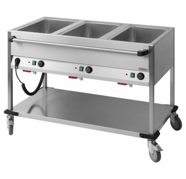CASSELIN - Chariot bain-marie à eau 3 cuves GN 1/1 sur roulettes