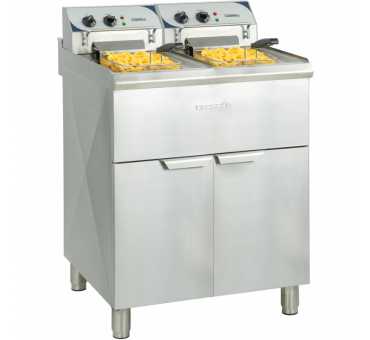 Friteuse professionnelle gaz double cuve sur coffre 2 x 14 litres - MBM