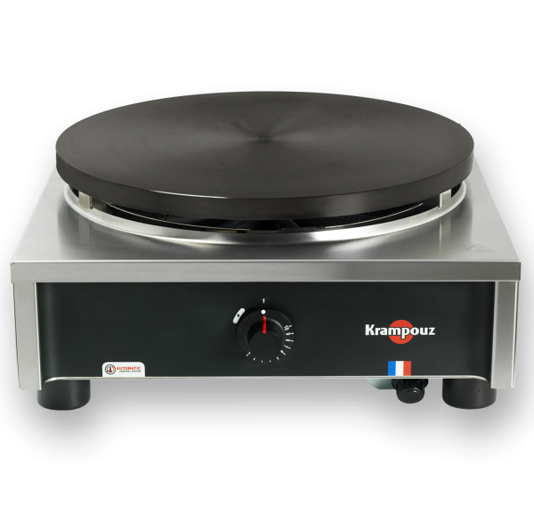 KRAMPOUZ - Crêpière gaz simple châssis carré thermostat de sécurité Gamme Confort Ø400MM