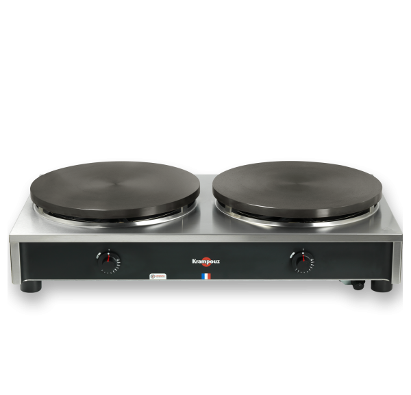 KRAMPOUZ - Crêpière gaz double châssis carré avec robinet de sécurité Gamme Confort Ø400MM