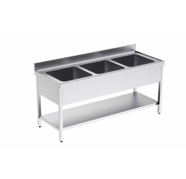 DISTFORM - Plonge 3 bacs profondeur 700 et 1 étagère