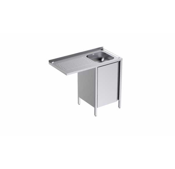 DISTFORM - Plonge spéciale lave-vaisselle 1 bac égouttoir à gauche profondeur 500 et portes
