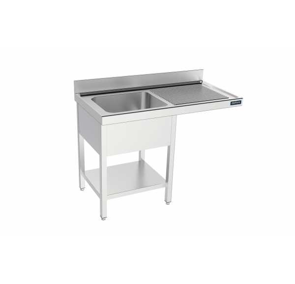 DISTFORM - Plonge spéciale lave-vaisselle 1 bac égouttoir à droite profondeur 550 et 1 étagère