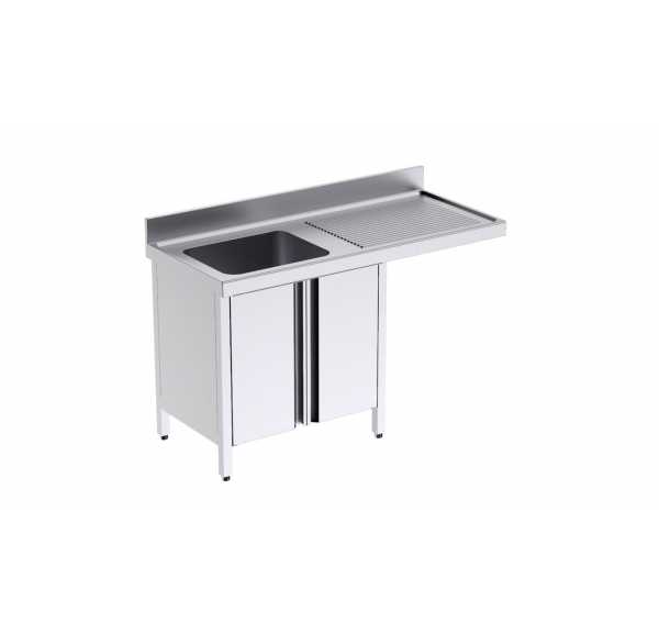 DISTFORM - Plonge spéciale lave-vaisselle 1 bac égouttoir à droite profondeur 550 et portes