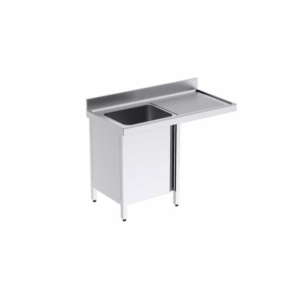 DISTFORM - Plonge spéciale lave-vaisselle 1 bac égouttoir à droite profondeur 600 et portes