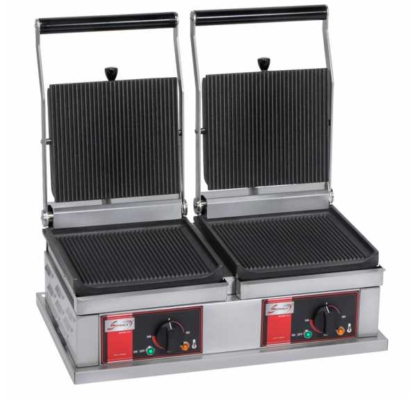 SOFRACA - Grill panini double petit modèle 4 plaques rainurées