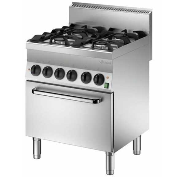 BARTSCHER - Cuisinière à gaz 4 feux vifs sur four électrique - SERIE 650