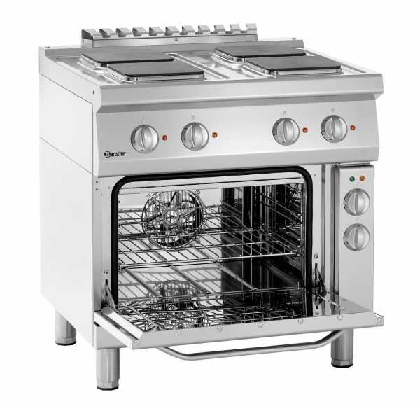 BARTSCHER - Cuisinière 4 plaques carrées électriques sur four électrique GN1/1 - SERIE 700
