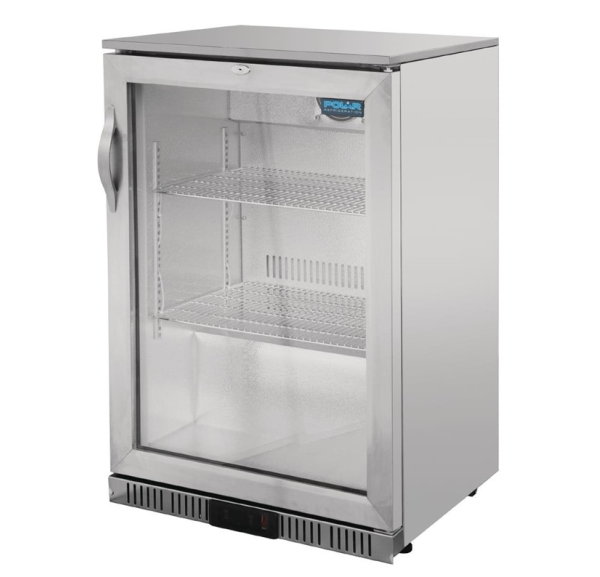 POLAR - Arrière-bar 1 porte vitrée pivotante inox 138L