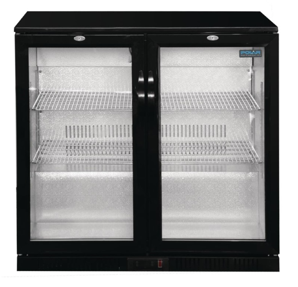 POLAR - Arrière-bar 2 portes vitrées pivotantes noir 208L - SERIE G