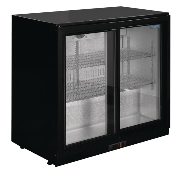 POLAR - Arrière-bar 2 portes vitrées coulissantes noir 208L - SERIE G