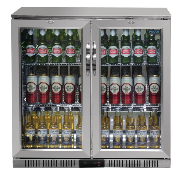 POLAR - Arrière-bar 2 portes vitrées pivotantes inox 208L - SERIE G