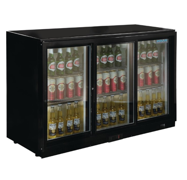 POLAR - Arrière bar réfrigéré 3 portes vitrées coulissantes 330L - SERIE G