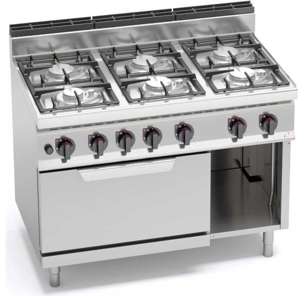 BERTO'S - Fourneau 6 feux vifs sur four gaz G7F6PW+FG - MACROS 700