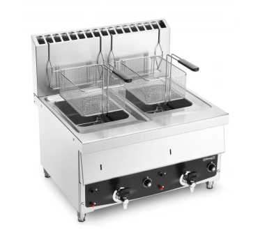 Friteuse professionnelle gaz double cuve sur coffre 2 x 14 litres - MBM