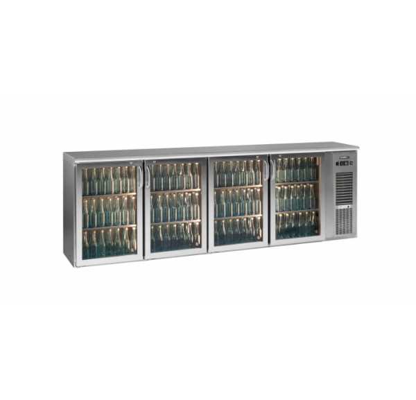 GAMKO - Arrière bar réfrigéré de bouteilles 4 portes vitrées inox - E3
