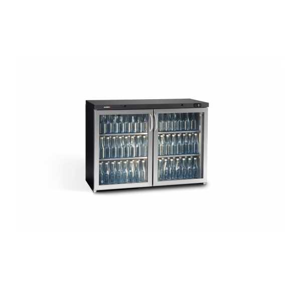 GAMKO - Arrière bar réfrigéré de bouteilles 2 portes battantes vitrées finition inox H.900mm - MAXIGLASS