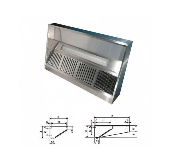 FURNOTEL - Hotte statique 2000 x 938 mm hauteur 500 mm
