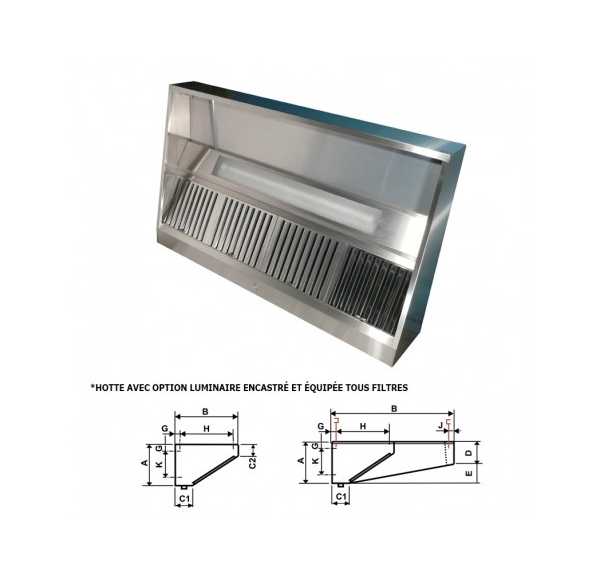 FURNOTEL - Hotte statique 500 x 938 mm hauteur 500 mm