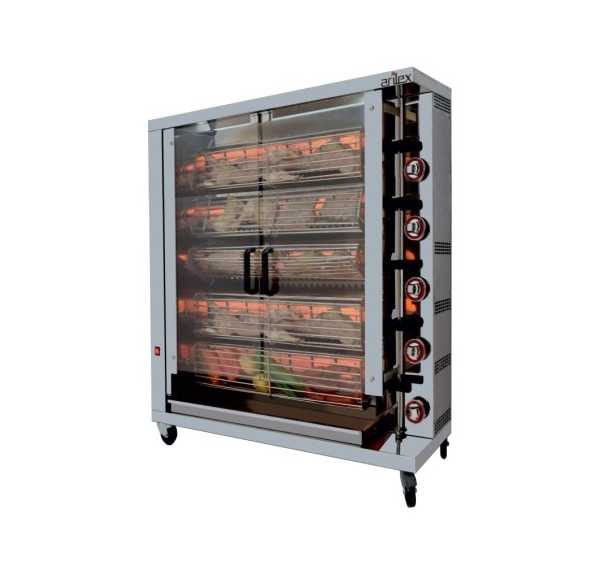 ARILEX - Rôtissoire à 5 broches gaz 35 kW 20 à 30 poulets