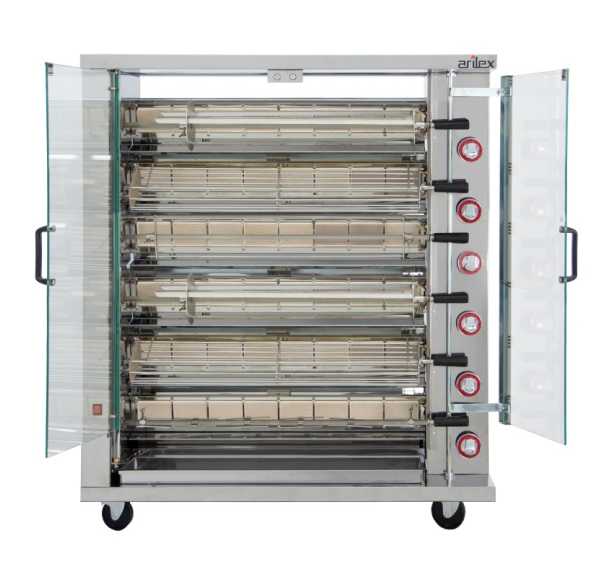 ARILEX - Rôtissoire à 6 broches gaz 42 kW 24 à 36 poulets