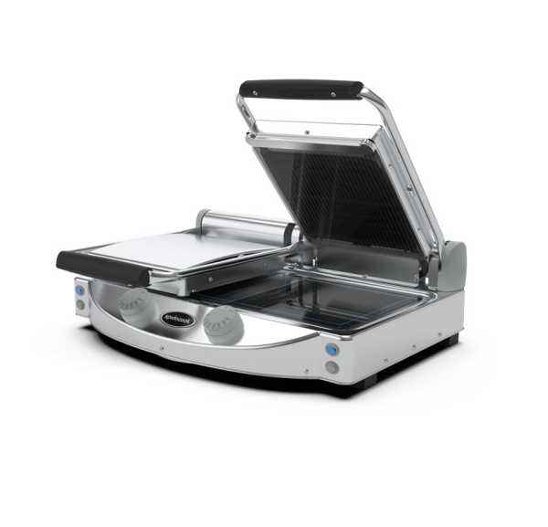 SPIDOCOOK - Grill professionnel double manuel en vitrocéramique rayé/lisse noir 2 kW 2 x 250x250 - SPIDOGLASS