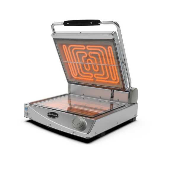 SPIDOCOOK - Grill professionnel moyen manuel en vitrocéramique lisse transparent 3 kW 400x300 - SPIDOGLASS
