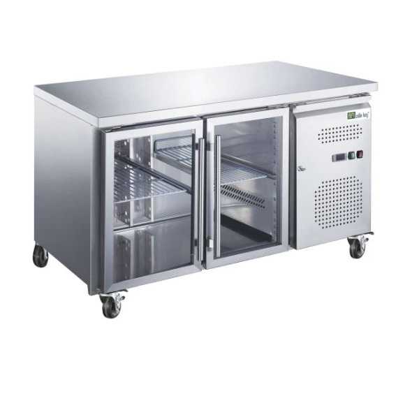 AFI COLLIN LUCY - Table réfrigérée ventilée +2/+8°C 2 portes vitrées GN1/1 sans dosseret 282 litres