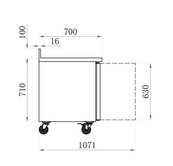 Table Réfrigérée Inox 4 Portes 2230mm | Tefcold