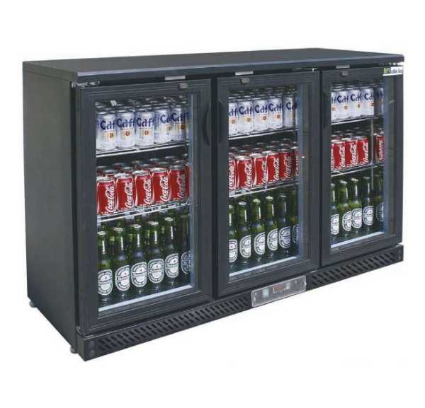 AFI COLLIN LUCY - Arrière bar ventilé +2/+10°C 3 portes vitrées battantes noir 335 litres