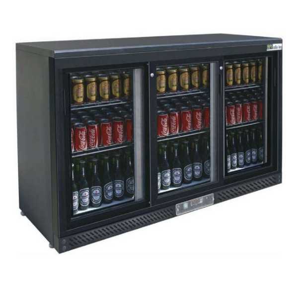 AFI COLLIN LUCY - Arrière bar ventilé +2/+10°C 3 portes vitrées coulissantes noir 335 litres