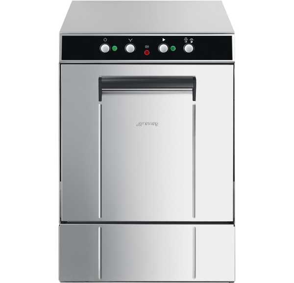 SMEG - Lave-verres mécanique 400x400 monophasé 40 paniers/h ouverture 309mm avec pompe de vidange - ECOLINE