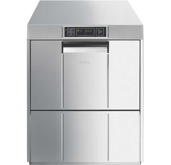 SMEG - Lave-verres électronique 500x500 commutable 40 paniers/h ouverture 309mm avec pompe de vidange et adoucisseur - EASYLINE