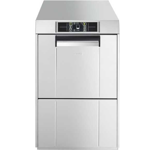 SMEG - Lave-verres électronique 400x400 commutable 72 paniers/h ouverture 315mm avec pompe de vidange et adoucisseur - TOPLINE