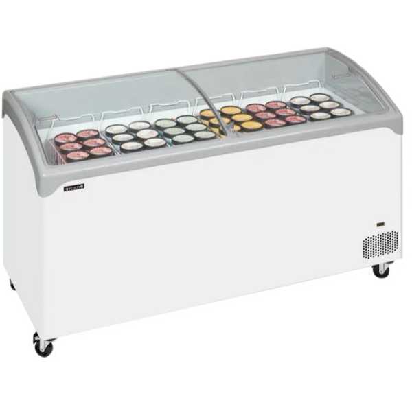 Congélateur de crème glacée couvercles incurvés coulissants avec verrou incurvés 475 L - NIC500SCEB