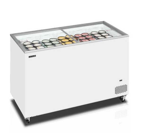 TEFCOLD - Conservateur coffre blanc couvercles vitrés 401 L - IC400SC
