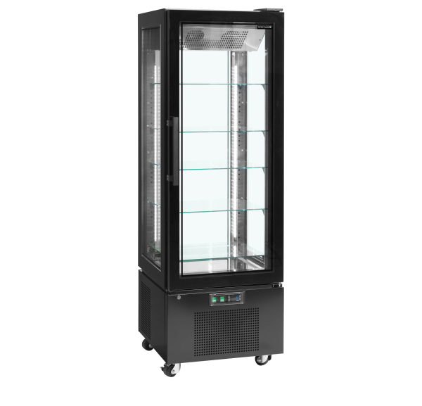 TEFCOLD - Vitrine positive +2/+8°C ventilée 4 faces vitrées noire 248 litres - UPD400-C